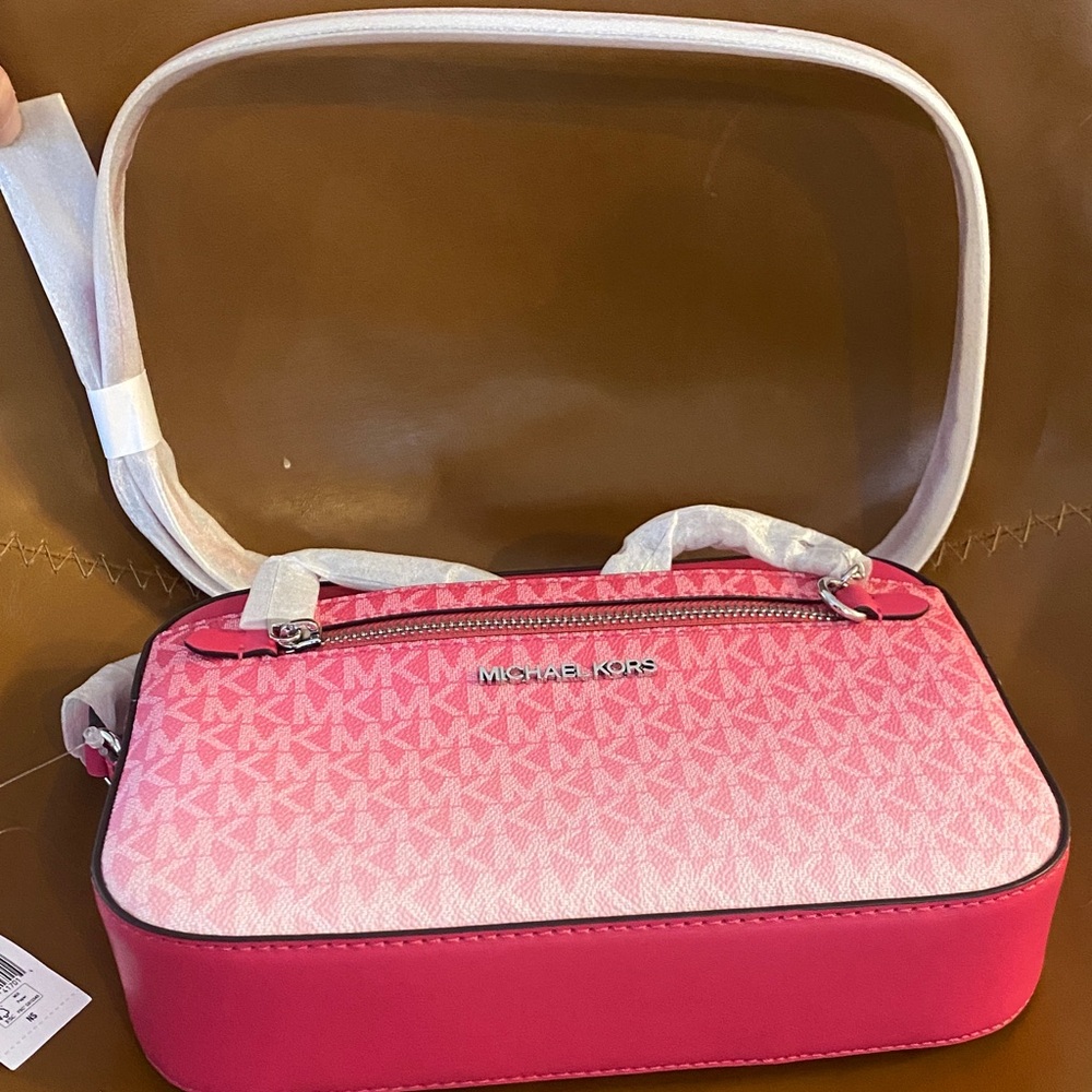 Michael Kors Vibrant Pink Logo Crossbody Bag - Picture 3 of 5